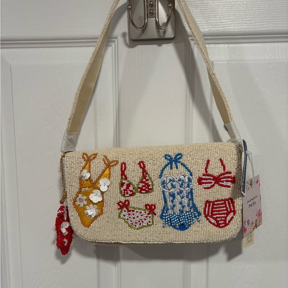 Marshalls Handbags - RARE Cream Beaded Swimwear Shoulder Bag